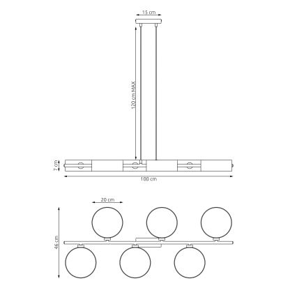 Lestenec na kablu DRUMZ 6xE14/10W/230V črn