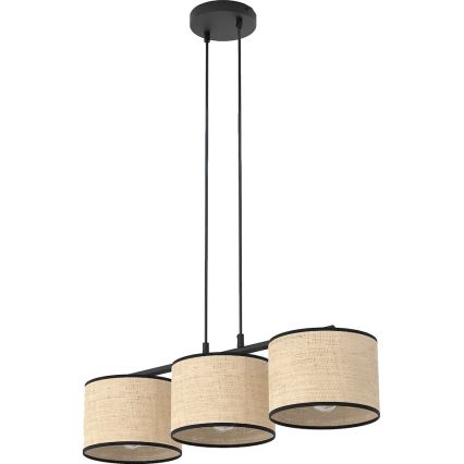 Lestenec na kablu ECO 3xE27/15W/230V bež/ratan