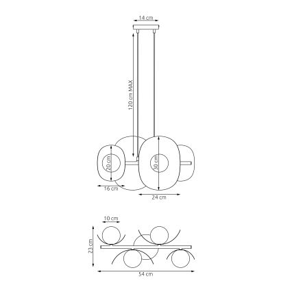 Lestenec na kablu ELEMENTI 4xG9/8W/230V črna