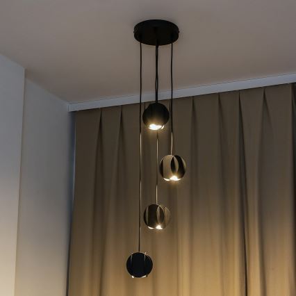 Lestenec na kablu GAMBIT 4xGU10/10W/230V črn
