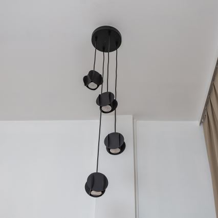 Lestenec na kablu GAMBIT 4xGU10/10W/230V črn