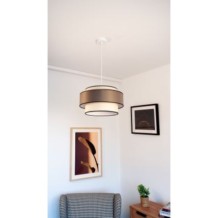 Lestenec na kablu GRACE 1xE27/60W/230V Ø 40 cm kremna/siva