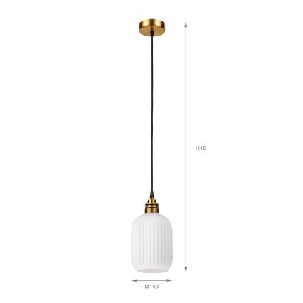 Lestenec na kablu HECTOR 1xE27/15W/230V bela/medenina, premer 14 cm