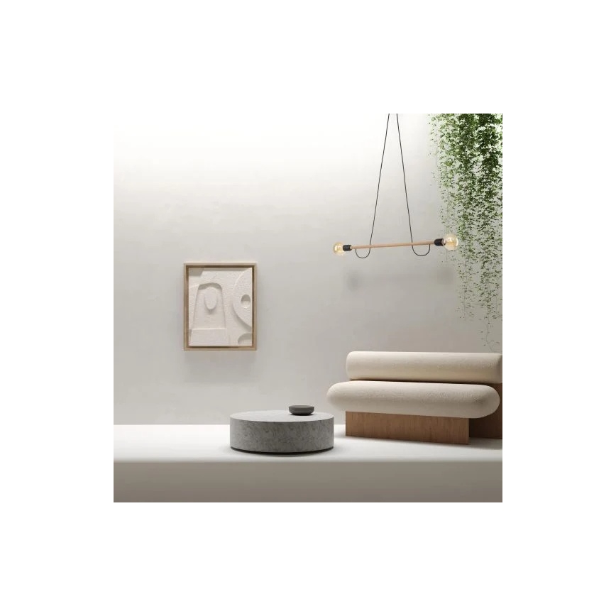 Lestenec na kablu HELIX 2xE27/15W/230V črna/borov les