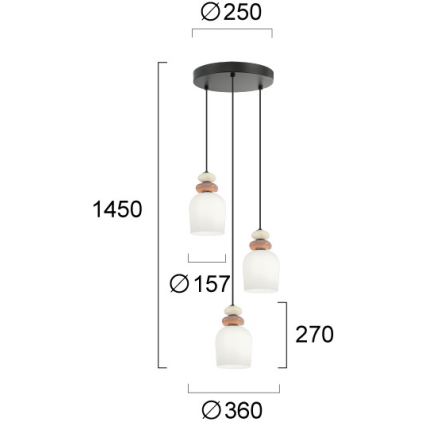 Lestenec na kablu HILDA 3xE14/40W/230V črna/rjava