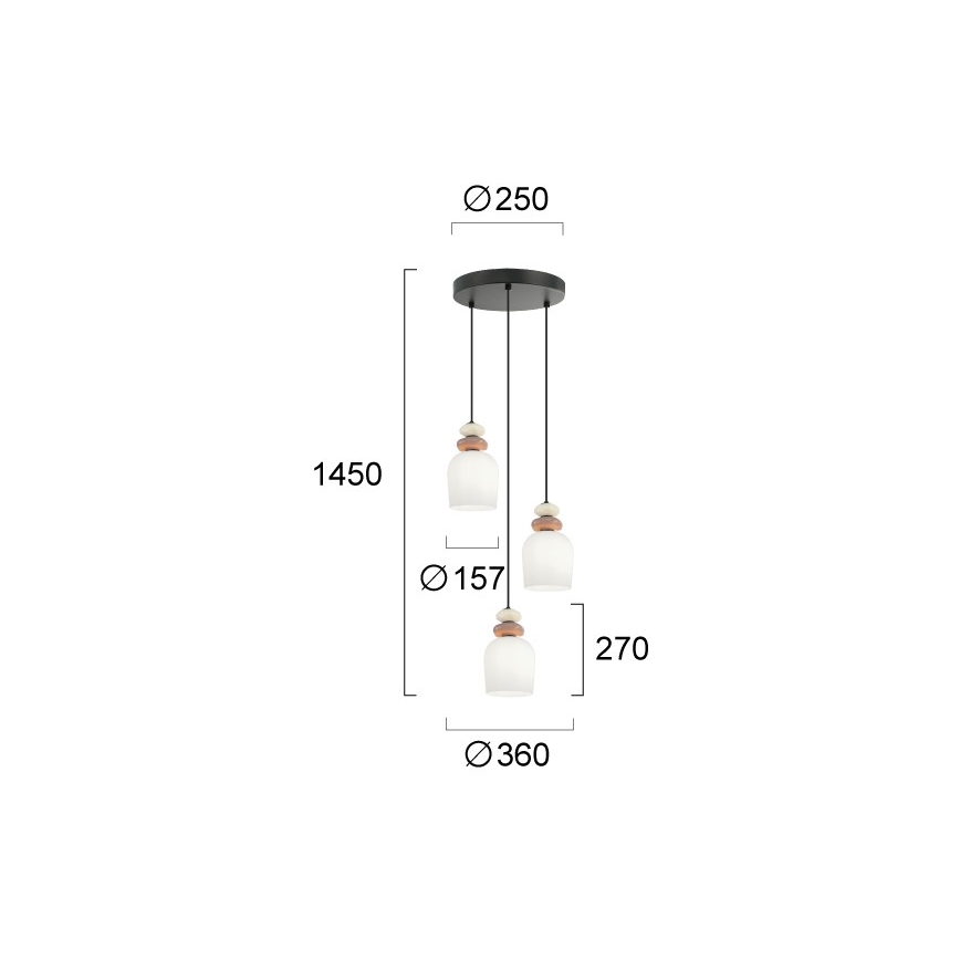 Lestenec na kablu HILDA 3xE14/40W/230V črna/rjava