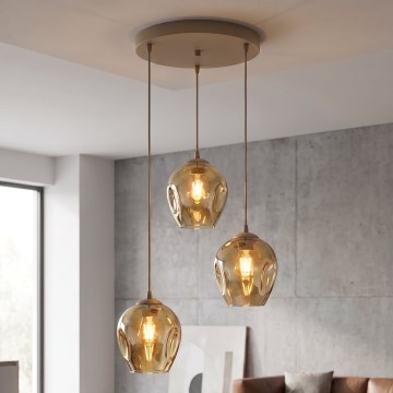 Lestenec na kablu ISTAR 3xE27/15W/230V, premer 40 cm, bež/dimljeno bež