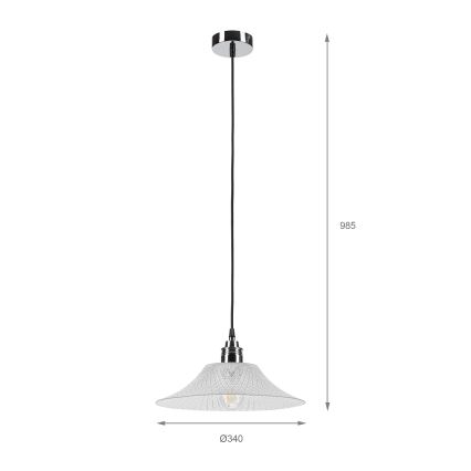 Lestenec na kablu JULL 1xE27/15W/230V sijajni krom/prozorno steklo