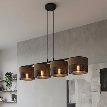 Lestenec na kablu KARBON 4xE27/15W/230V črna/rjava