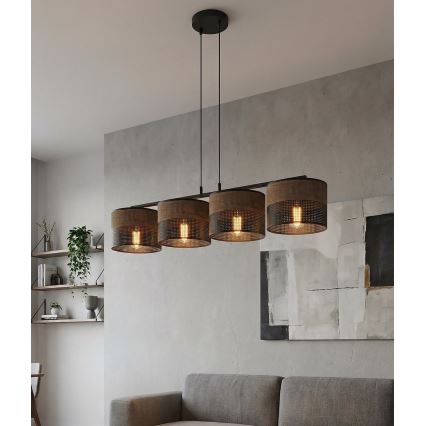 Lestenec na kablu KARBON 4xE27/15W/230V črna/rjava