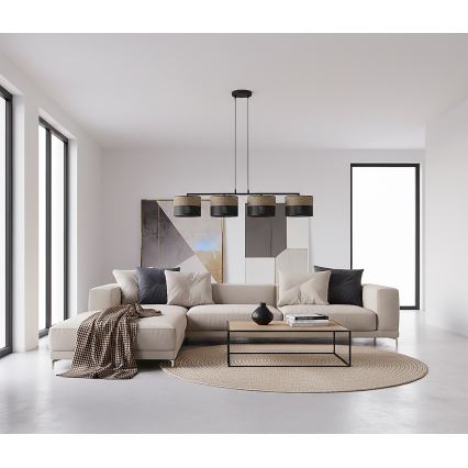 Lestenec na kablu KARBON 4xE27/15W/230V črna/rjava
