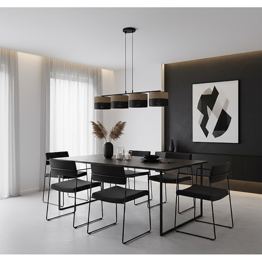 Lestenec na kablu KARBON 4xE27/15W/230V črna/rjava