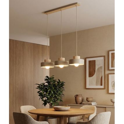 Lestenec na kablu KIVI 3xE27/15W/230V bež