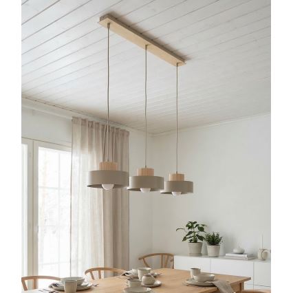 Lestenec na kablu KIVI 3xE27/15W/230V bež