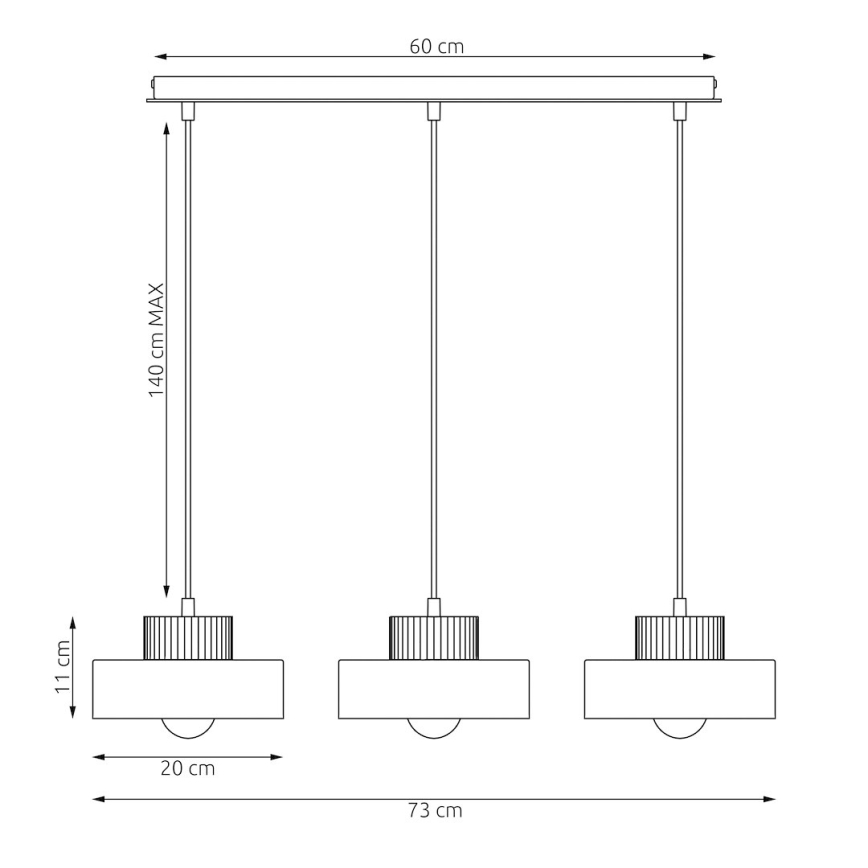 Lestenec na kablu KIVI 3xE27/15W/230V bež