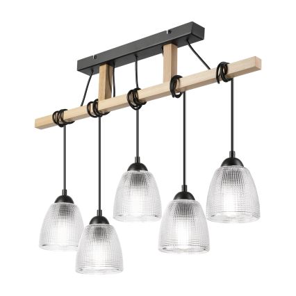 Lestenec na kablu LEANDRA 5xE27/15W/230V hrast/črna