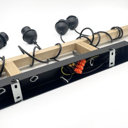 Lestenec na kablu LEANDRA 5xE27/15W/230V hrast/črna