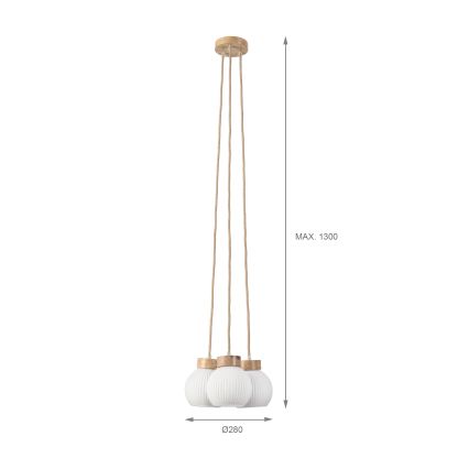 Lestenec na kablu LOOMIS 3xE27/15W/230V 130 cm bež/hrast