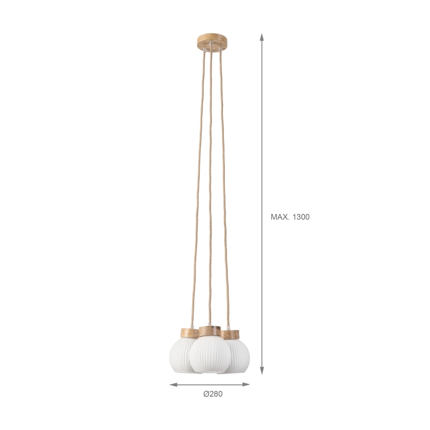 Lestenec na kablu LOOMIS 3xE27/15W/230V 130 cm bež/hrast