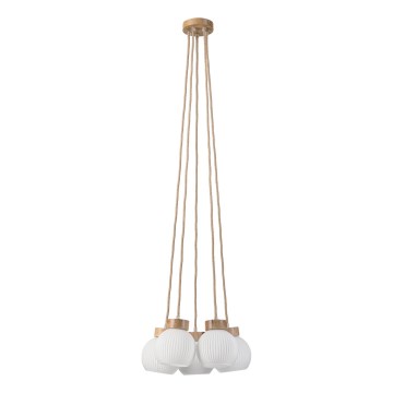 Lestenec na kablu LOOMIS 5xE27/15W/230V 130 cm bež/hrast