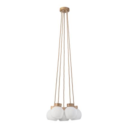 Lestenec na kablu LOOMIS 5xE27/15W/230V 130 cm bež/hrast