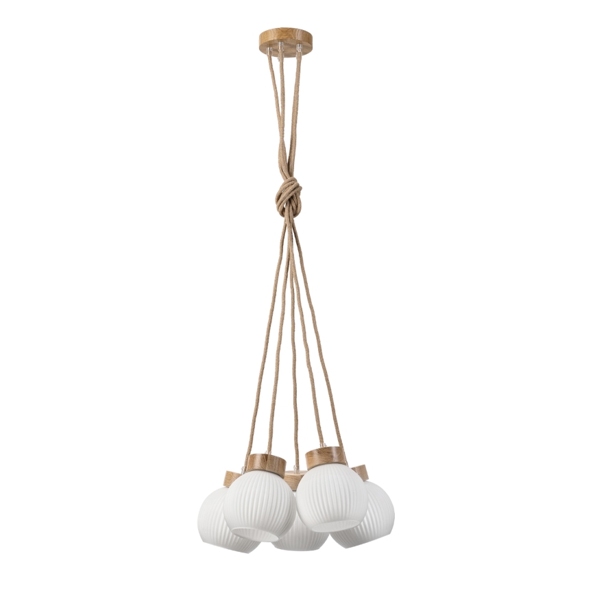 Lestenec na kablu LOOMIS 5xE27/15W/230V 130 cm bež/hrast