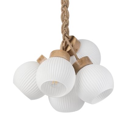Lestenec na kablu LOOMIS 5xE27/15W/230V 130 cm bež/hrast