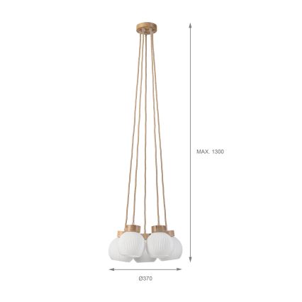 Lestenec na kablu LOOMIS 5xE27/15W/230V 130 cm bež/hrast