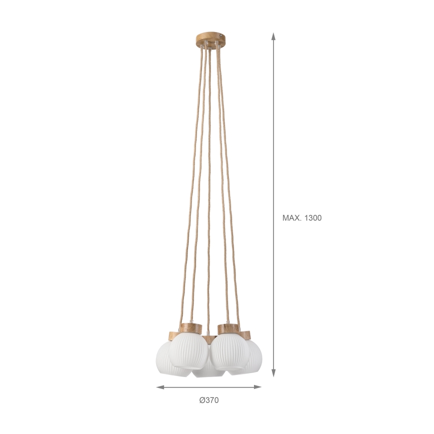 Lestenec na kablu LOOMIS 5xE27/15W/230V 130 cm bež/hrast