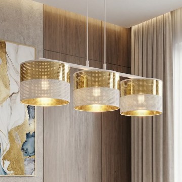 Lestenec na kablu LUX 3xE27/15W/230V bela/zlata