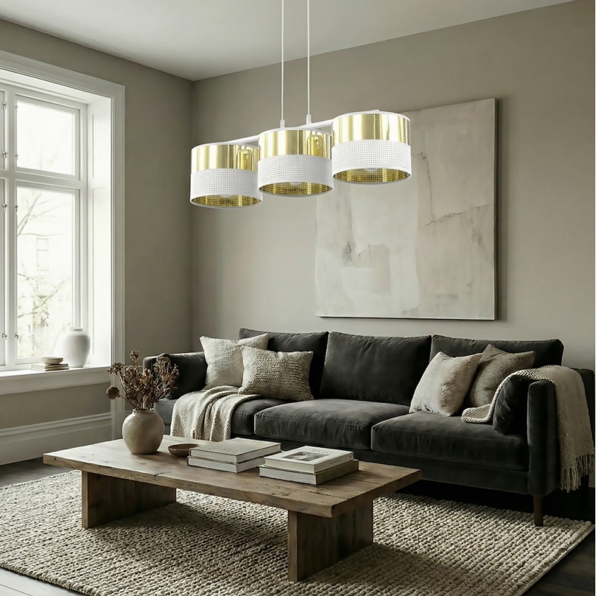 Lestenec na kablu LUX 3xE27/15W/230V bela/zlata