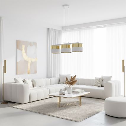 Lestenec na kablu LUX 3xE27/15W/230V bela/zlata
