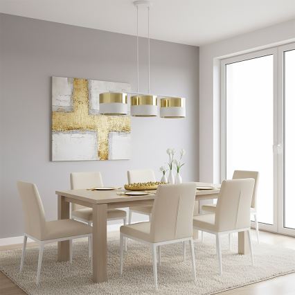 Lestenec na kablu LUX 3xE27/15W/230V bela/zlata
