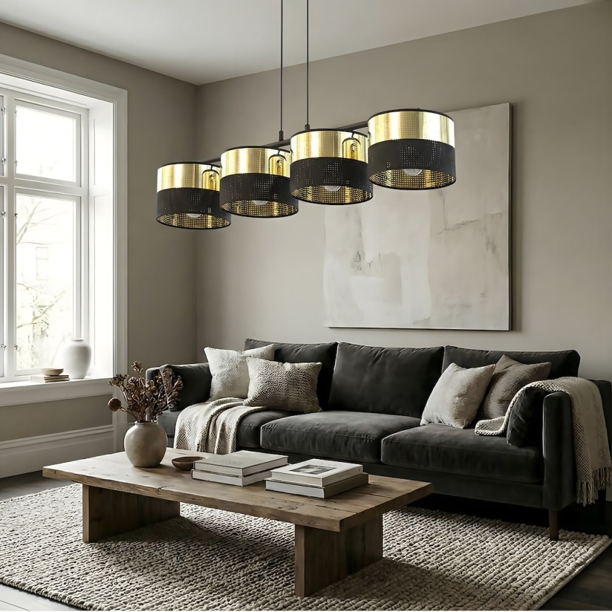 Lestenec na kablu LUX 4xE27/15W/230V črna/zlata