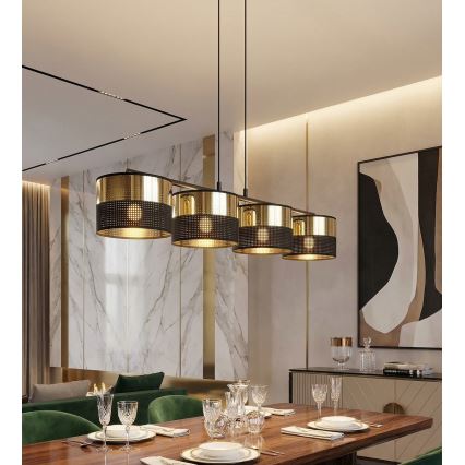 Lestenec na kablu LUX 4xE27/15W/230V črna/zlata