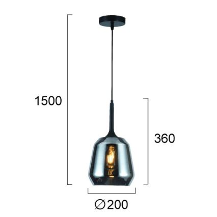 Lestenec na kablu MAEVA 1xE27/40W/230V dimna črna/črna