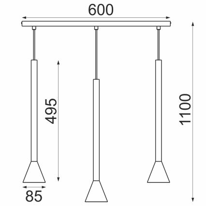 Lestenec na kablu MAZZO 3xGU10/8W/230V črna