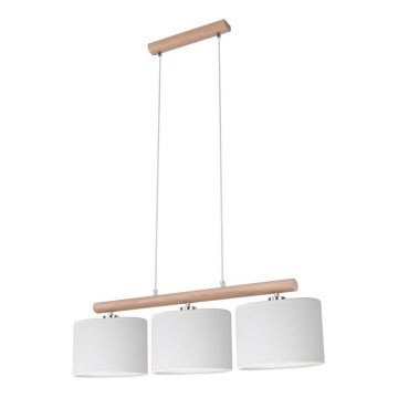 Lestenec na kablu MERCEDES 3xE27/40W/230V bela/hrast