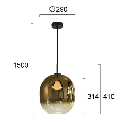 Lestenec na kablu MIRROR 1xE27/14W/230V dimno zlata