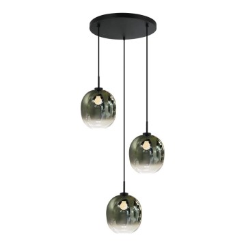Lestenec na kablu MIRROR 3xE27/14W/230V dimno zelene barve