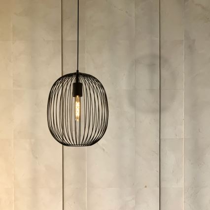 Lestenec na kablu OVELLA 1xE27/15W/230V Ø 34 cm črn