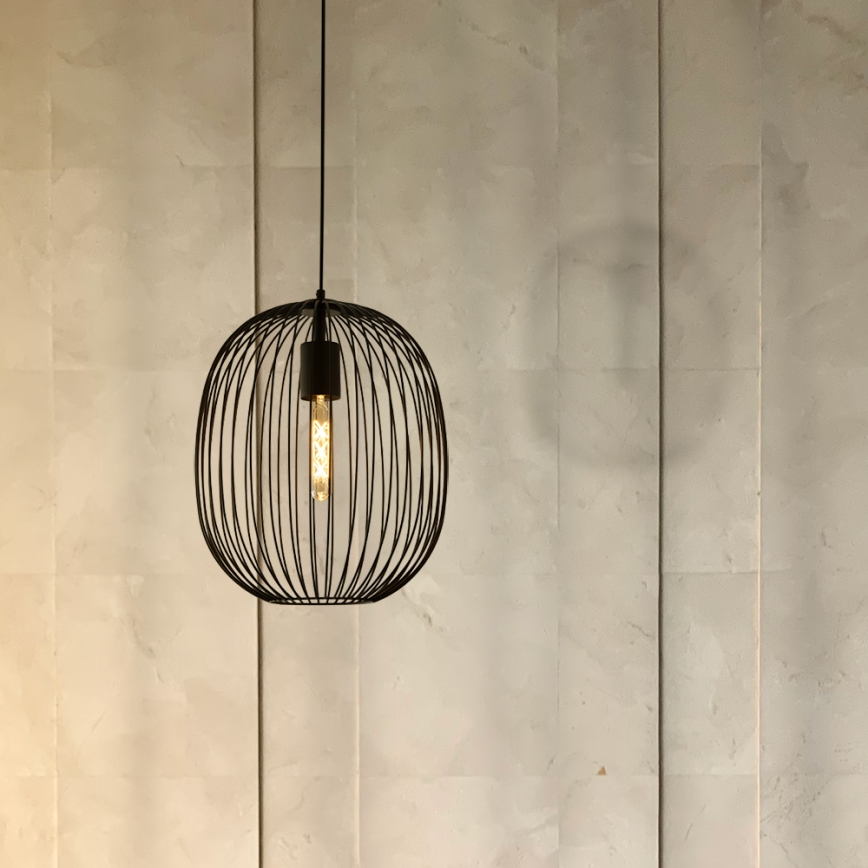 Lestenec na kablu OVELLA 1xE27/15W/230V Ø 34 cm črn