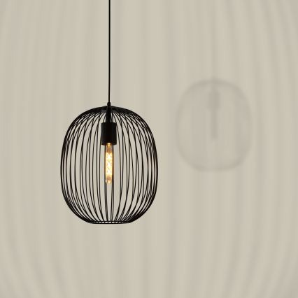 Lestenec na kablu OVELLA 1xE27/15W/230V Ø 34 cm črn