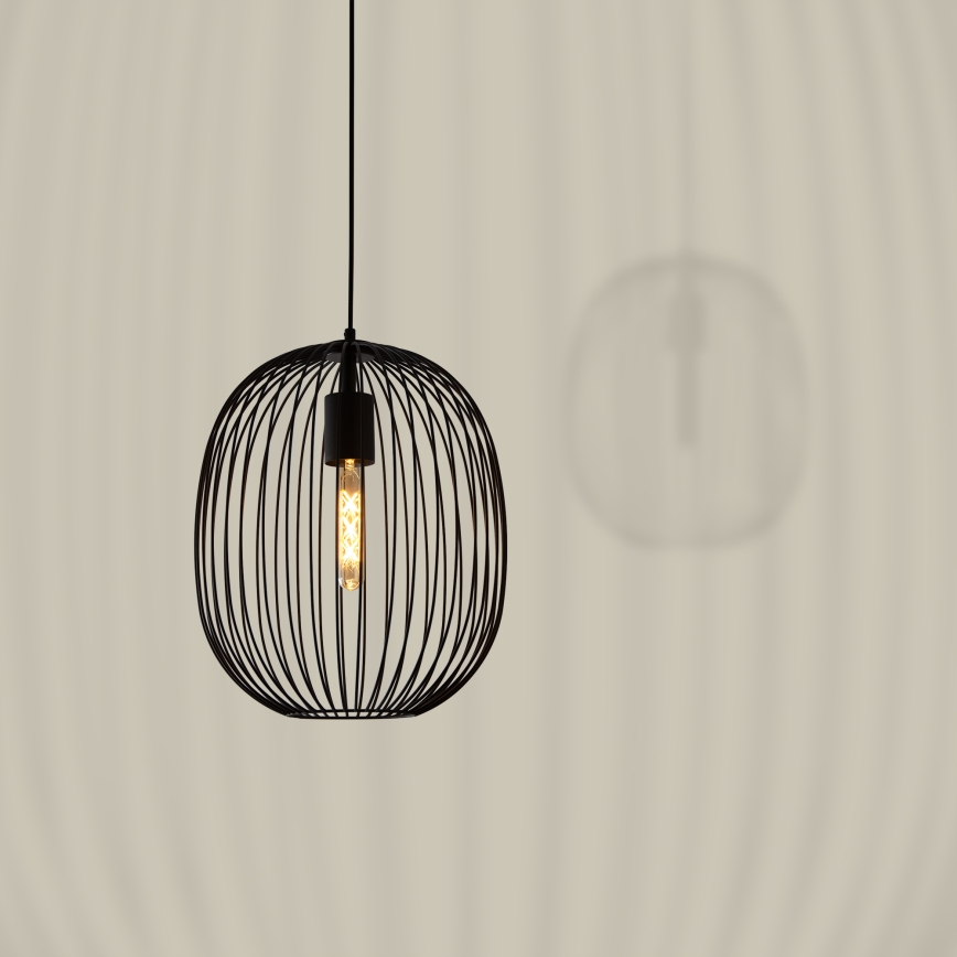 Lestenec na kablu OVELLA 1xE27/15W/230V Ø 34 cm črn