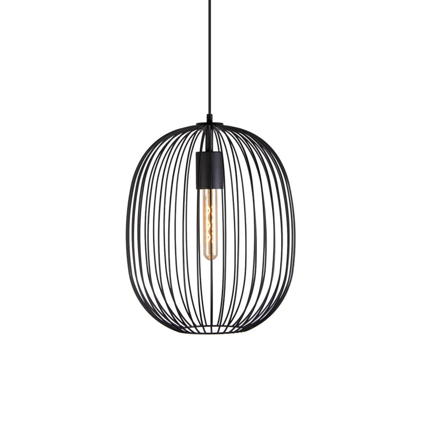 Lestenec na kablu OVELLA 1xE27/15W/230V Ø 34 cm črn