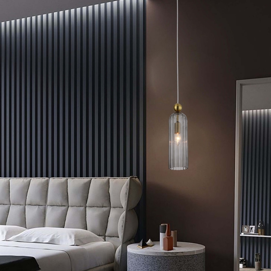 Lestenec na kablu PIEGA 1xE14/40W/230V medenina/zadimljeno črna