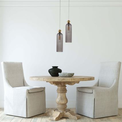 Lestenec na kablu PIEGA 1xE14/40W/230V medenina/zadimljeno črna