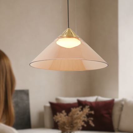 Lestenec na kablu PRESTO 1xGX53/10W/230V Ø 42 cm zlata/dimno bež