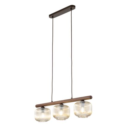 Lestenec na kablu SALVIA 3xE14/10W/230V rjava/zadimljena rjava