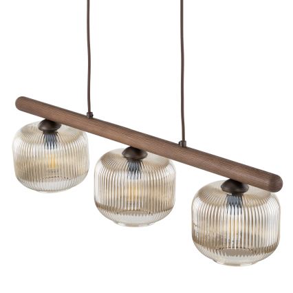 Lestenec na kablu SALVIA 3xE14/10W/230V rjava/zadimljena rjava